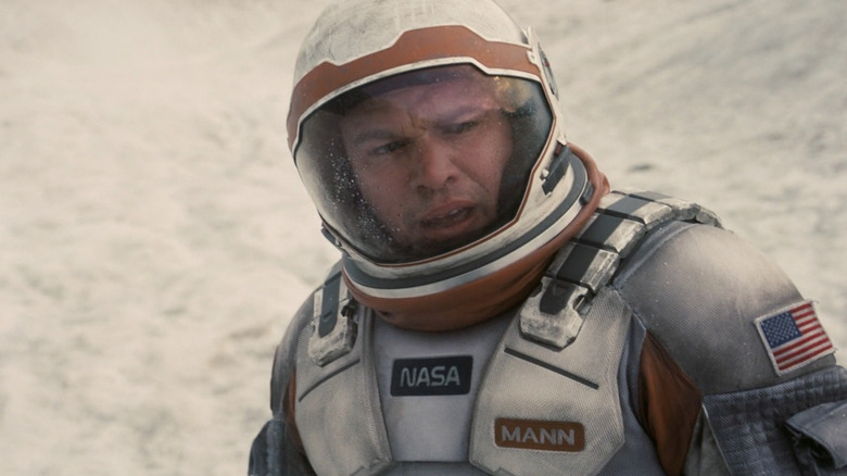 Matt Damon as Doctor Mann wearing a spacesuit in Interstellar